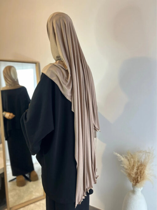 Hijab Jersey luxe frisé beige foncé