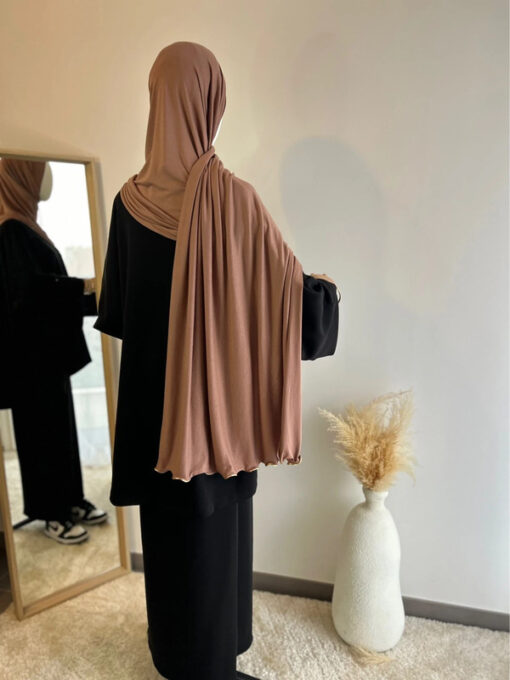 Hijab Jersey luxe frisé marron