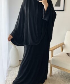 Tenue de prière Jersey (2 pièces) Mina | Noir