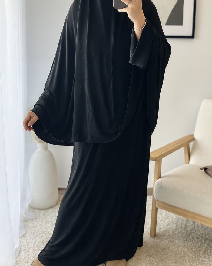 Ensemble Tenue de prière Jersey (2 pièces) Mina | Noir