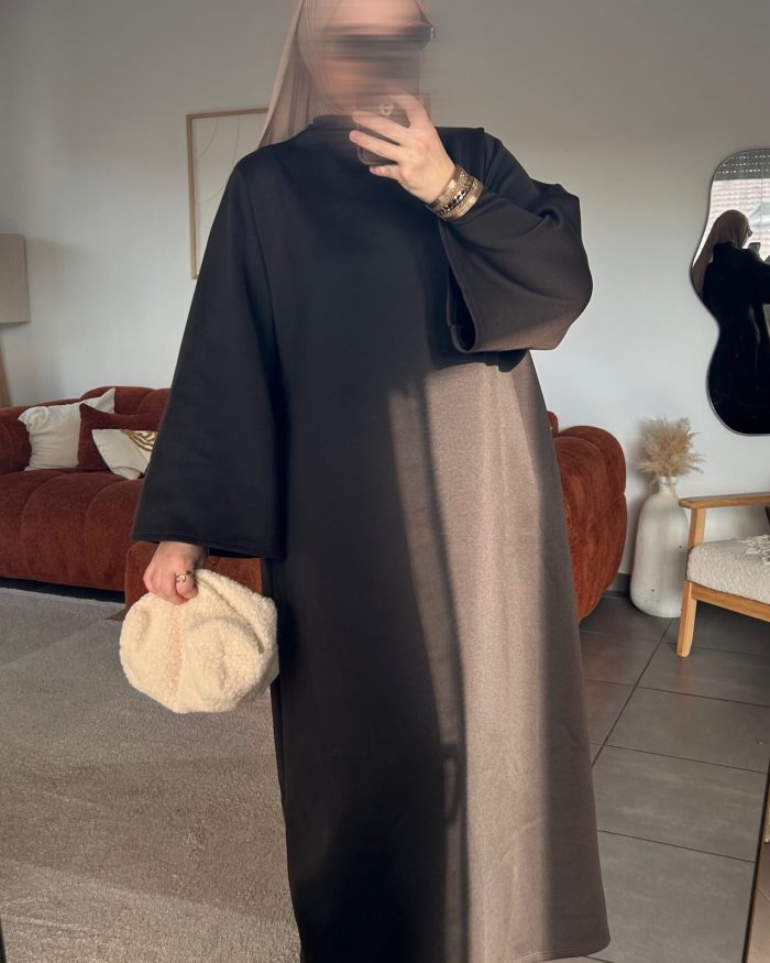 Abaya col haut Sayana | Marron