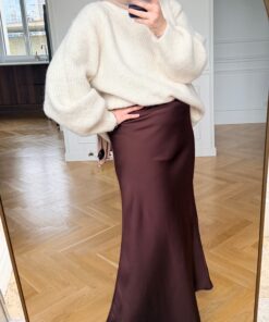 Jupe satinée | Marron