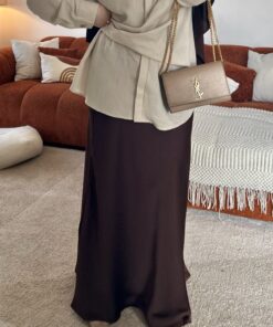 Jupe satinée | Marron