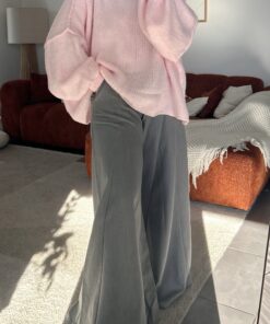 Pantalon oversize avec ceinture | Gris