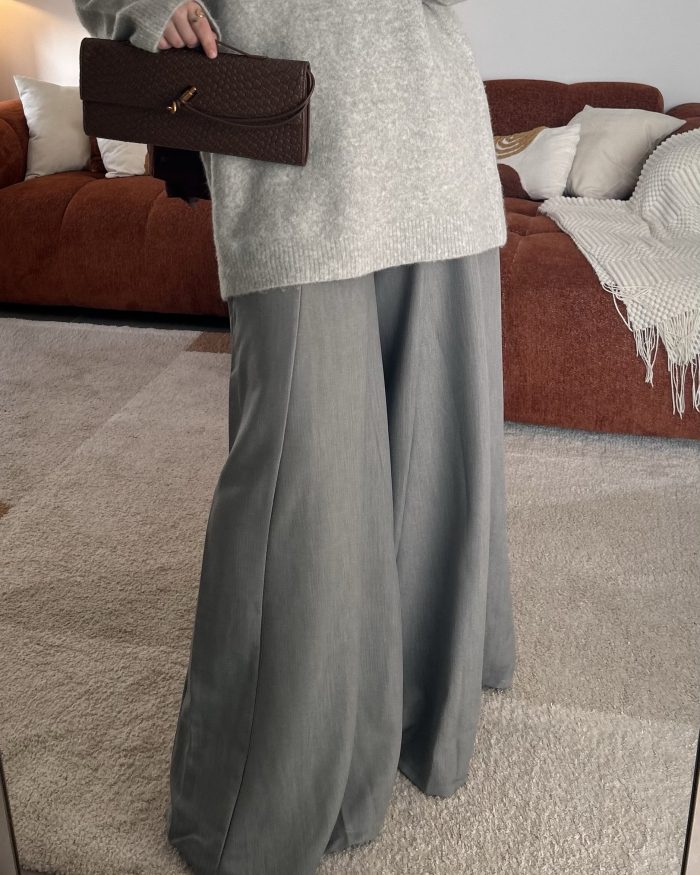Pantalon oversize avec ceinture | Gris