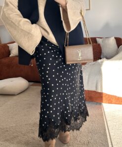 Jupe Satinée à Pois | Bleu