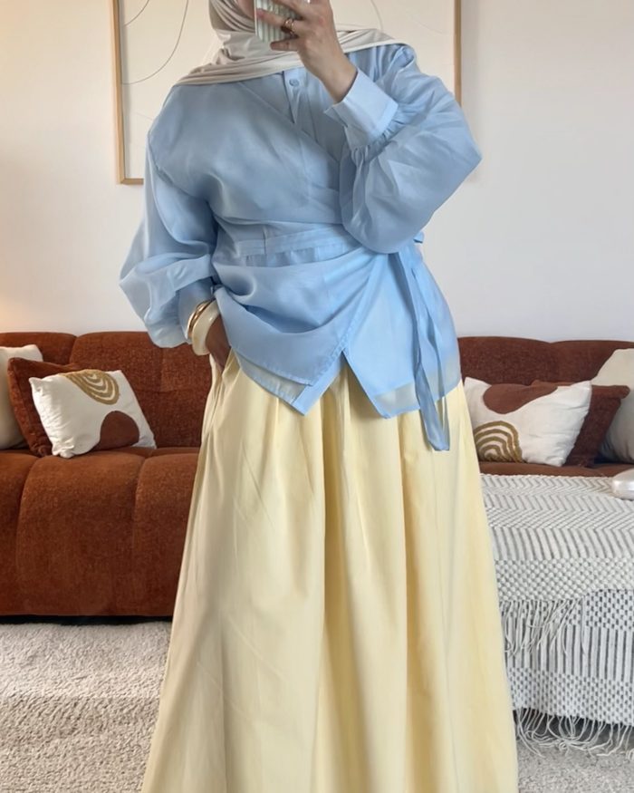 Jupe popeline Alia | Jaune beurre