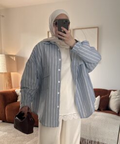 Chemise oversize à rayures | Bleu