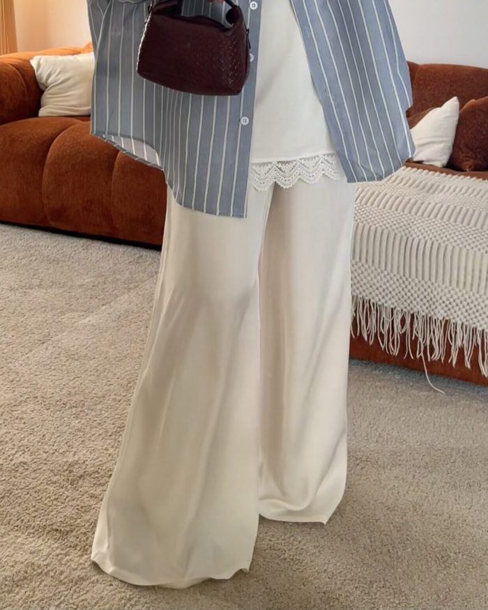 Pantalon évasé | Blanc cassé