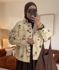 Veste en jean à broderies | Beige