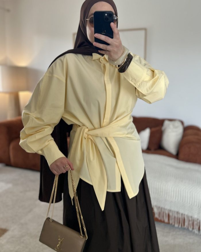Chemise nouée | Jaune beurre – Image 3