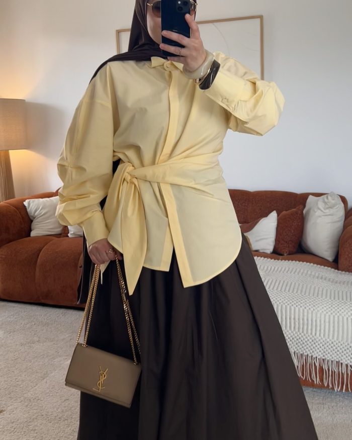 Chemise nouée | Jaune beurre – Image 4