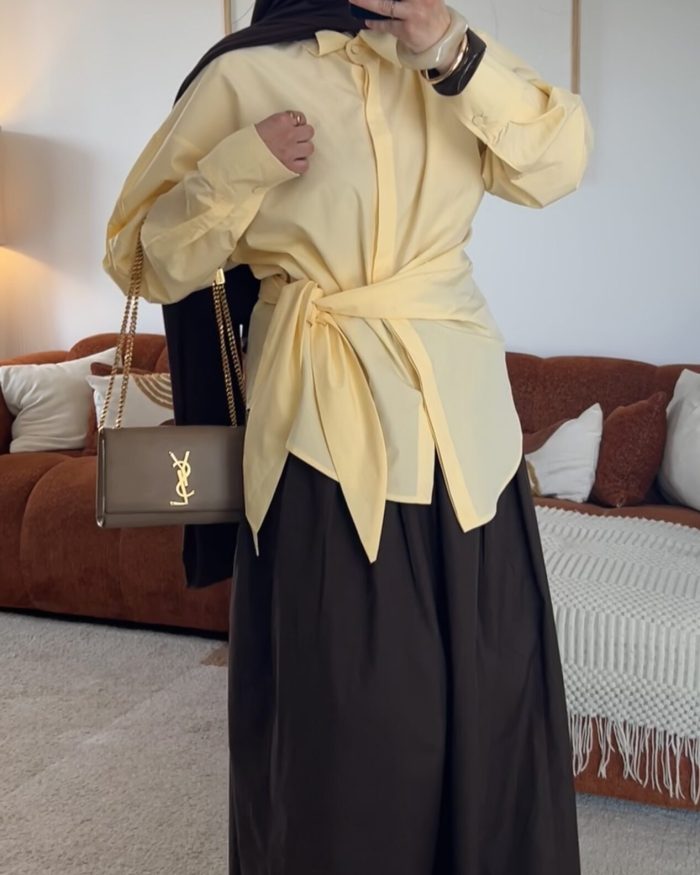 Chemise nouée | Jaune beurre – Image 5