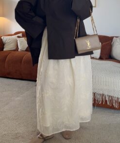 Jupe en dentelle brodée | Ivoire