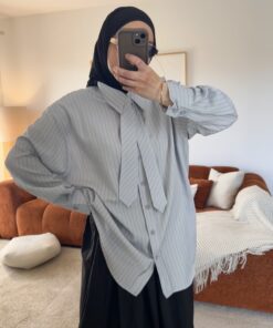Chemise à cravate à rayures