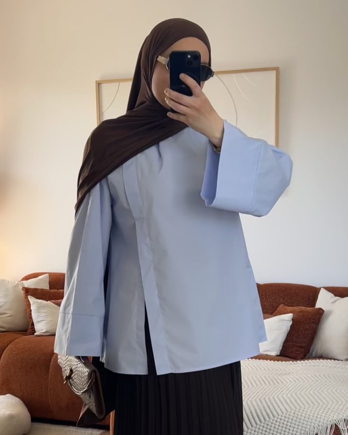 Chemise structurée Sia coton | Bleue