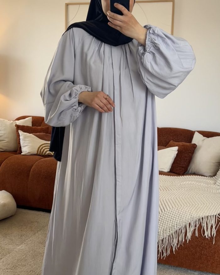 Robe à boutons et manches ballon | Bleu