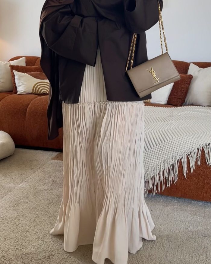 Jupe plissée | Beige