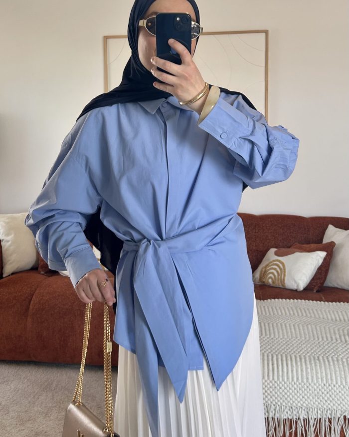 Chemise nouée | Bleue