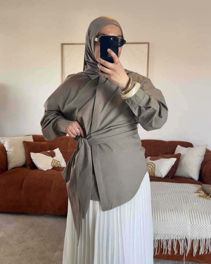 Chemise nouée | Taupe