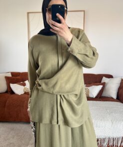 Chemise effet Lin | Vert Olive