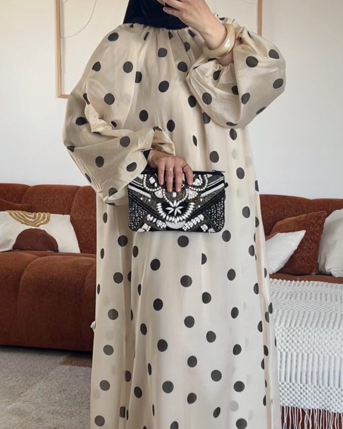 Robe à pois | Beige