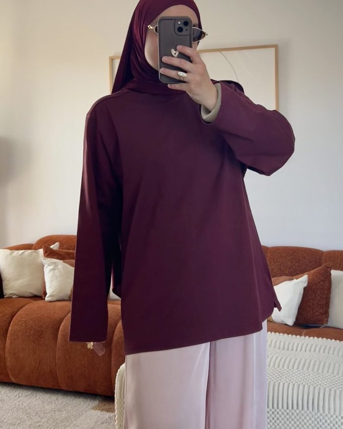 T-shirt basique 100% coton | Prune