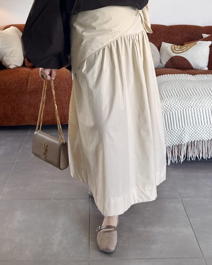 Jupe avec foulard coton | Beige
