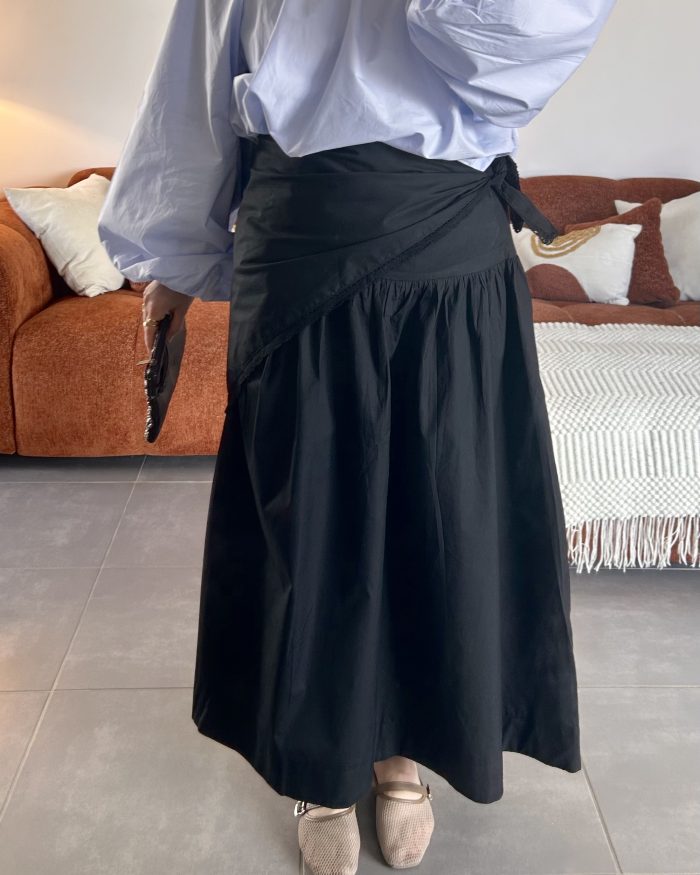 Jupe avec foulard coton | Noire