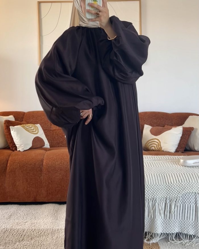 Robe Sakina marron à reflets prune