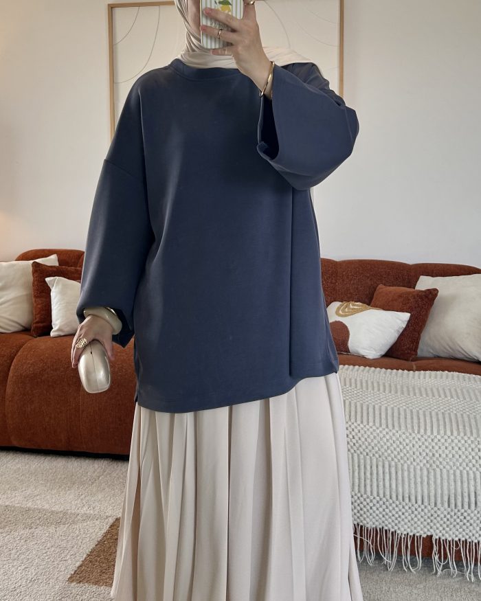 Jupe plissée en crêpe | Beige – Image 3
