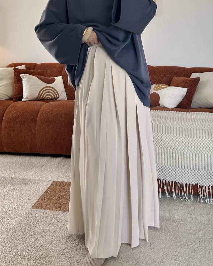 Jupe plissée en crêpe | Beige