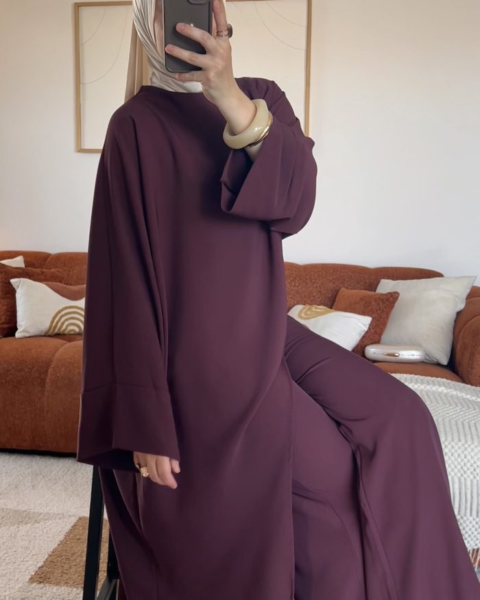 Ensemble pantalon Asymétrique en crêpe | Prune – Image 3