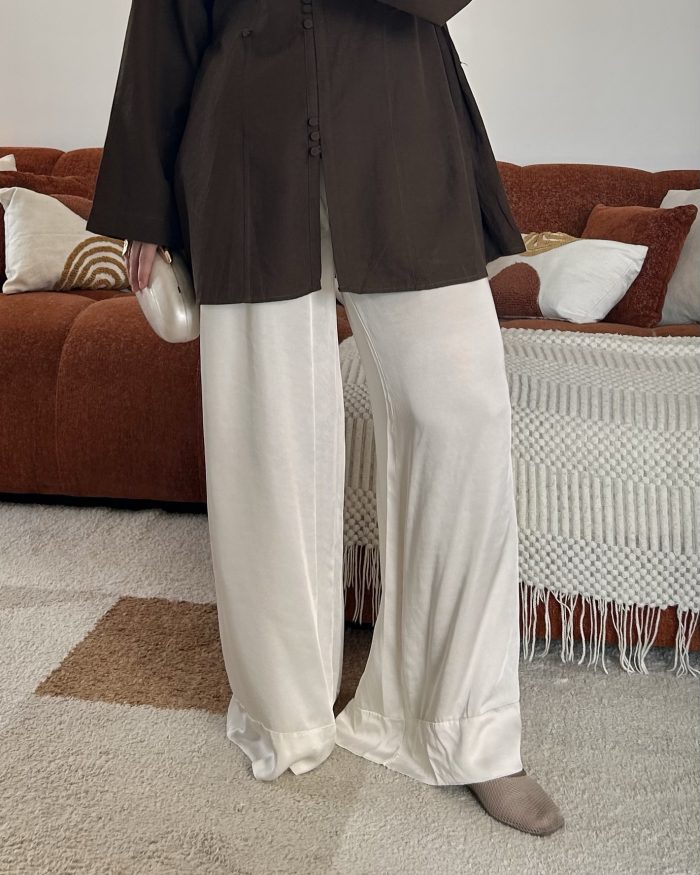 Pantalon évasé avec ourlet | blanc