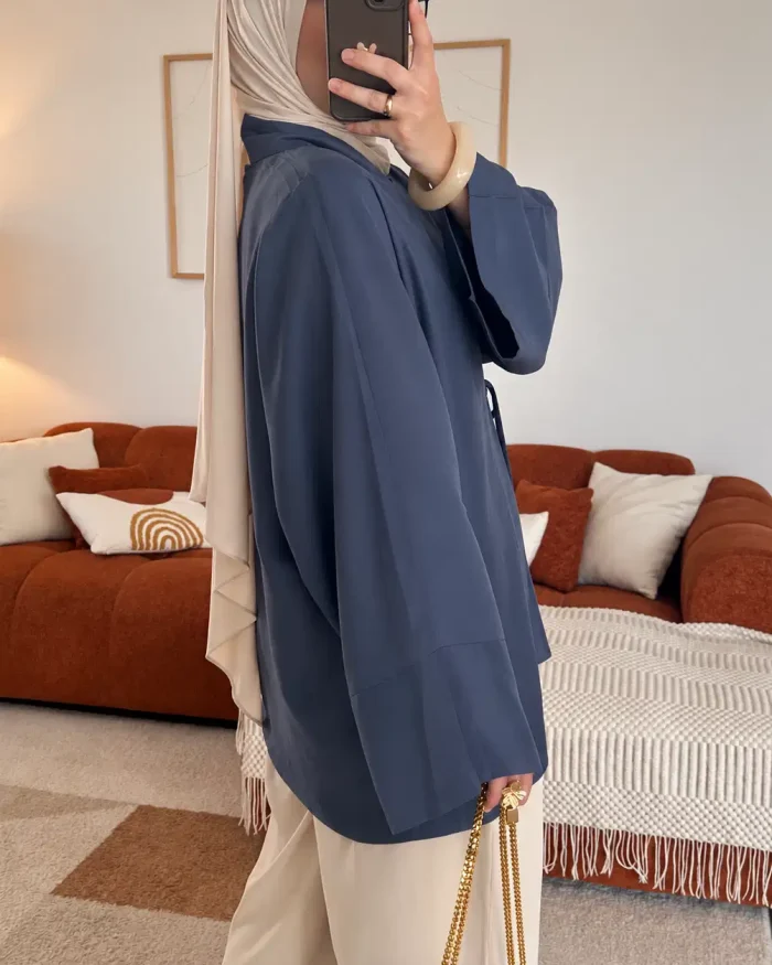 Alternative view of Kimono à lacet en Lyocell | Bleu