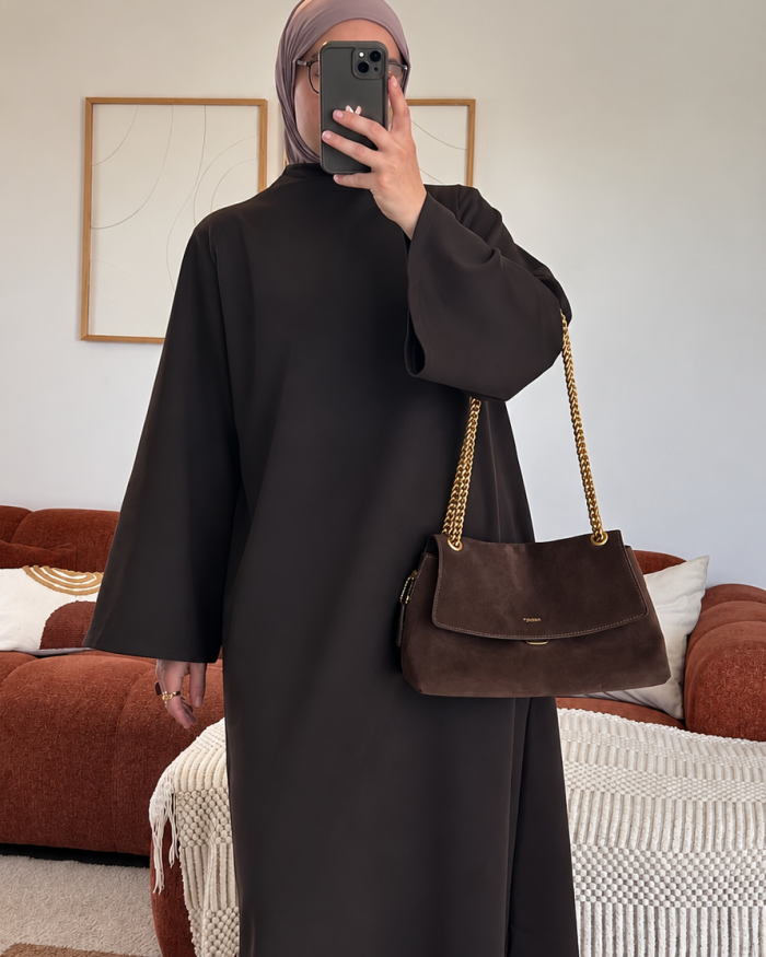Abaya col haut Sayana | Marron