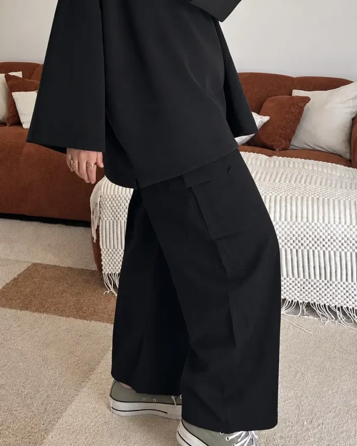 Pantalon barrel 100% coton | Noir – Image 3
