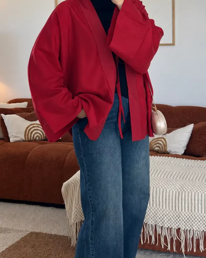 Kimono à lacet en Lyocell | Rouge – Image 3