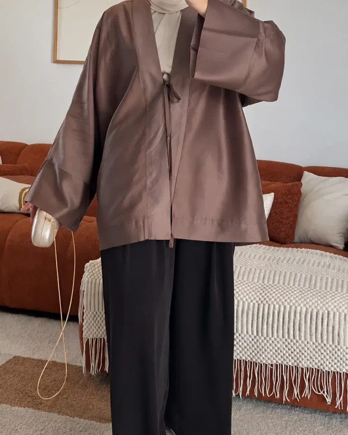 Alternative view of Kimono à lacet en Lyocell | Vieux rose