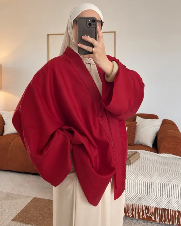 Alternative view of Kimono à lacet en Lyocell | Rouge