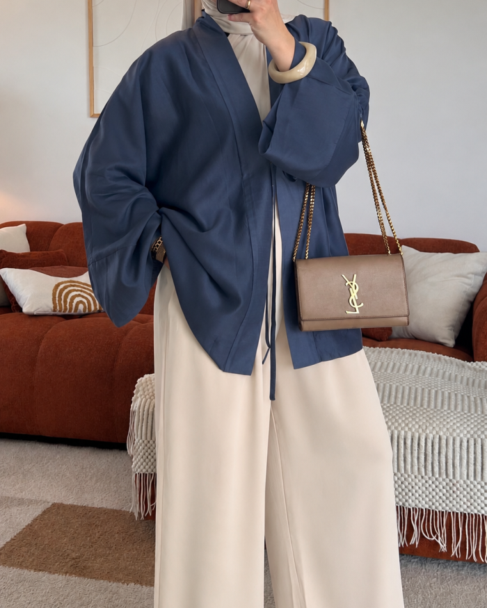 Kimono à lacet en Lyocell | Bleu – Image 3
