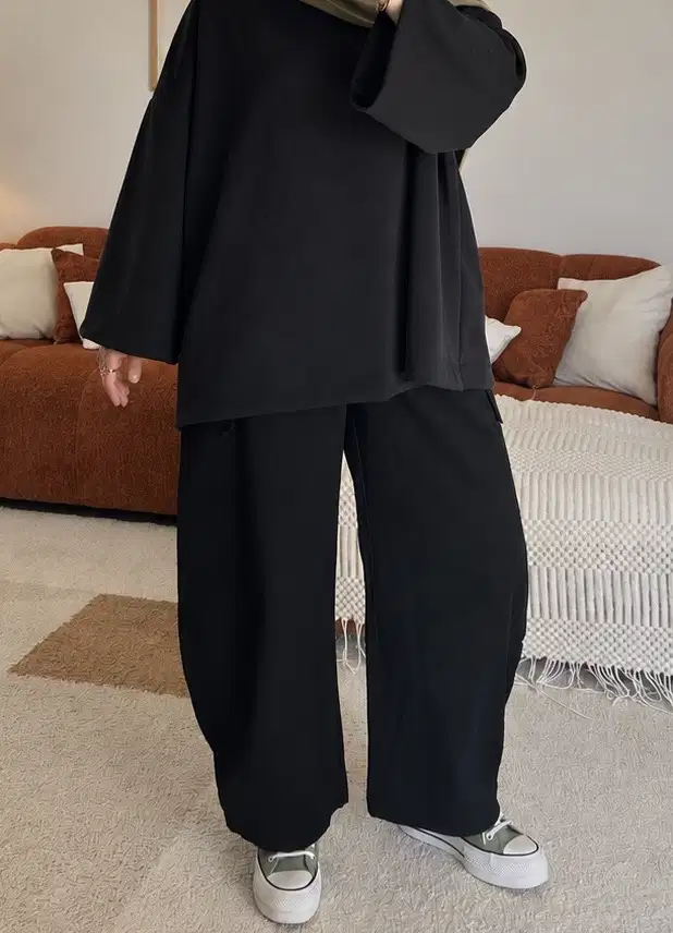 Pantalon barrel 100% coton | Noir