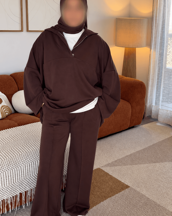 Ensemble Sweat zippé comfy | Marron – Image 3