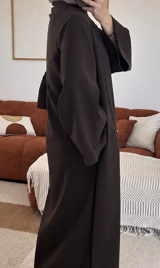 Abaya col haut Sayana | Marron – Image 4