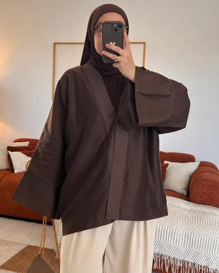 Kimono à lacet en Lyocell | Marron