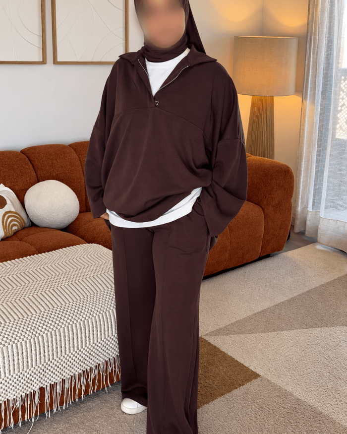 Alternative view of Ensemble Sweat zippé comfy | Marron