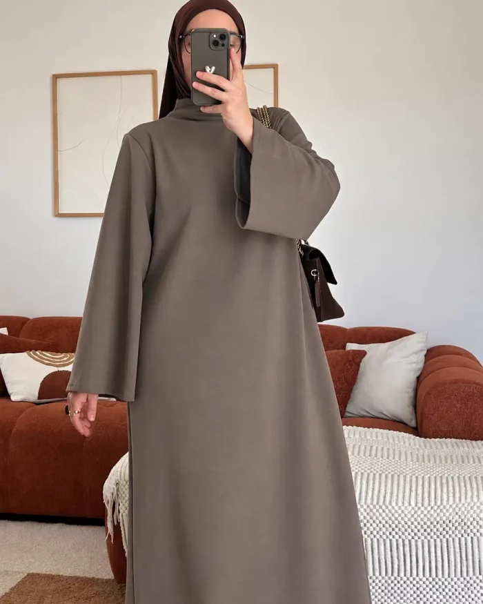 Abaya col haut Sayana | Taupe