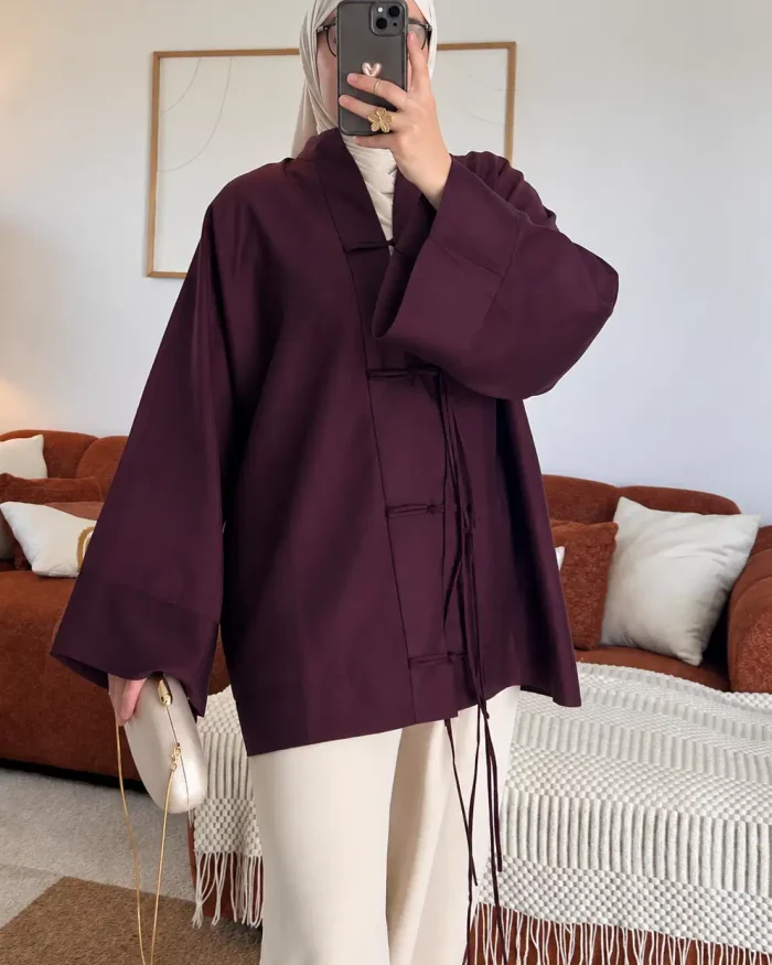 Chemise Alana en Lyocell | Burgundy/violet – Image 3