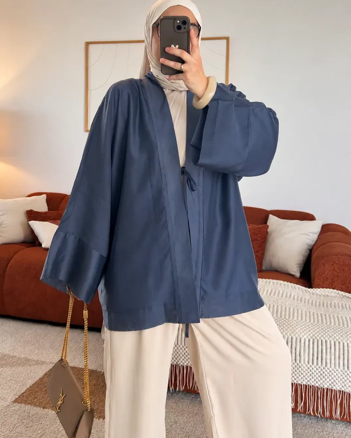 Kimono à lacet en Lyocell | Bleu