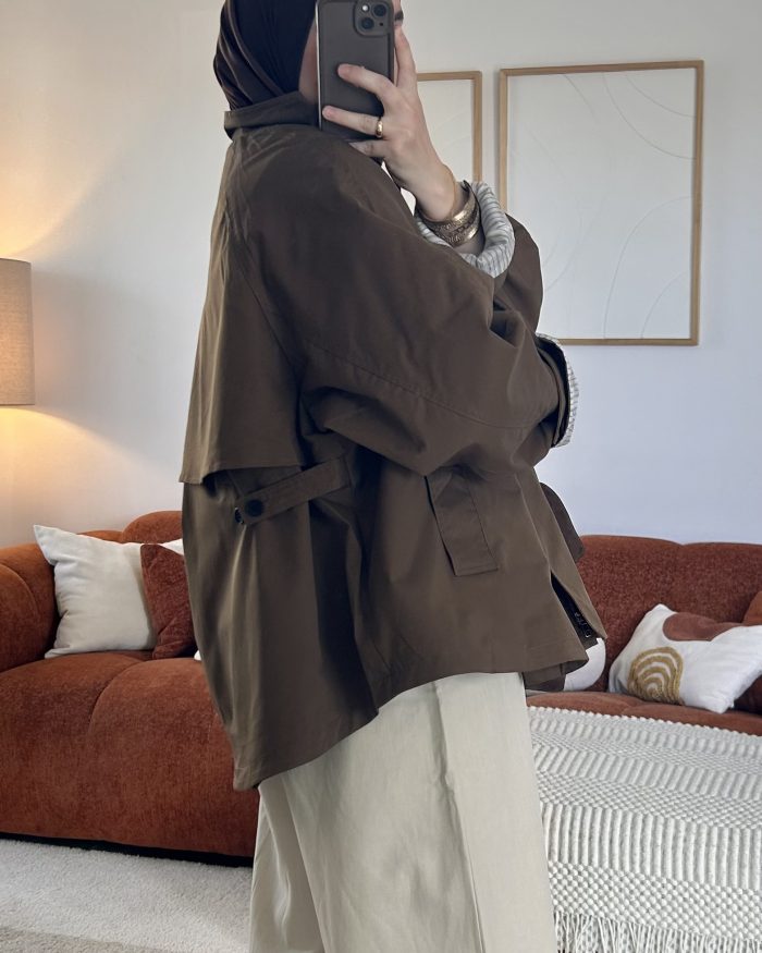 Trench tendance à col montant | Marron – Image 5